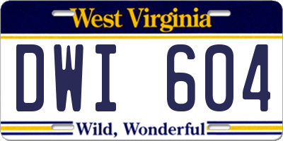 WV license plate DWI604