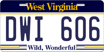 WV license plate DWI606