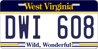 WV license plate DWI608