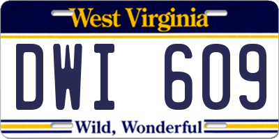 WV license plate DWI609