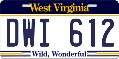 WV license plate DWI612