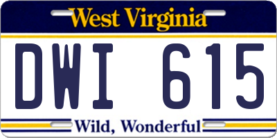 WV license plate DWI615