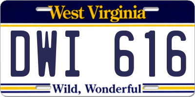 WV license plate DWI616
