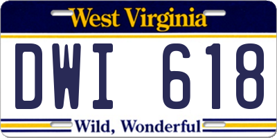 WV license plate DWI618