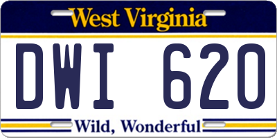 WV license plate DWI620