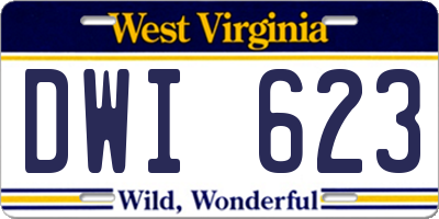 WV license plate DWI623