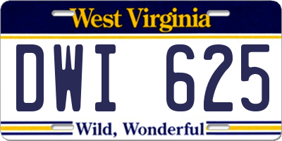 WV license plate DWI625