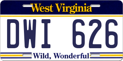 WV license plate DWI626