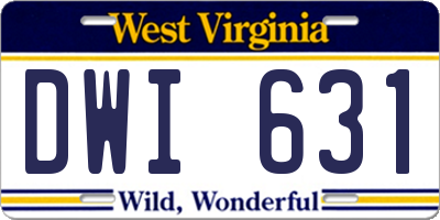 WV license plate DWI631