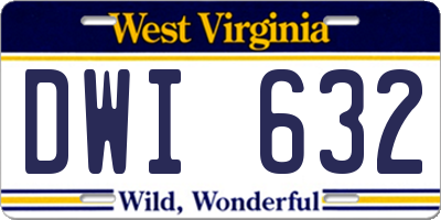 WV license plate DWI632