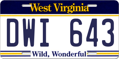 WV license plate DWI643