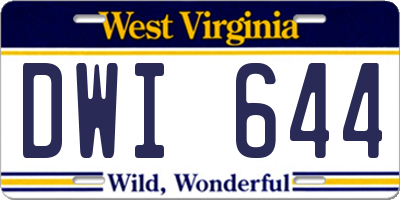 WV license plate DWI644