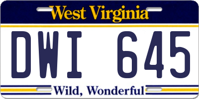 WV license plate DWI645