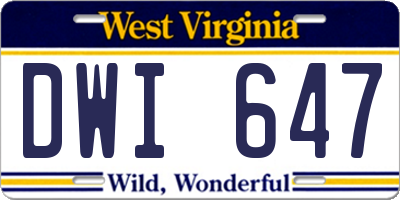 WV license plate DWI647