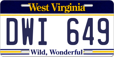 WV license plate DWI649