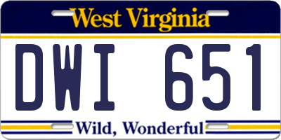 WV license plate DWI651
