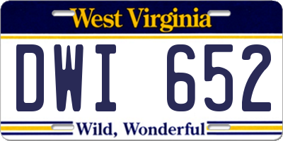 WV license plate DWI652