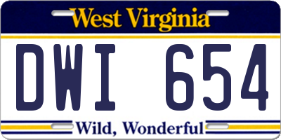 WV license plate DWI654