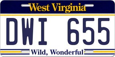 WV license plate DWI655