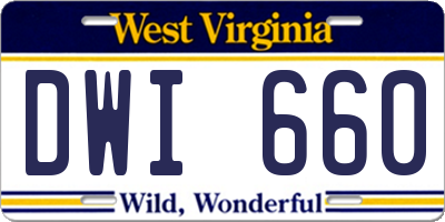 WV license plate DWI660