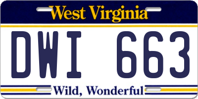WV license plate DWI663