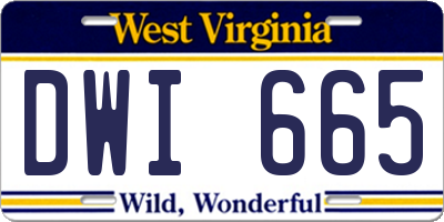 WV license plate DWI665
