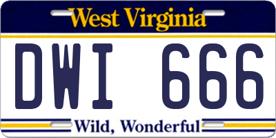 WV license plate DWI666