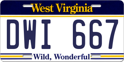 WV license plate DWI667