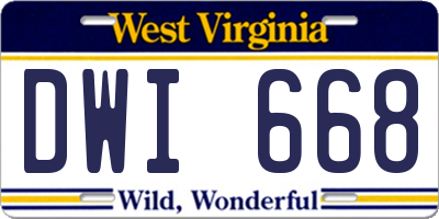 WV license plate DWI668