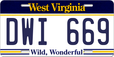 WV license plate DWI669