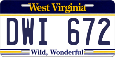 WV license plate DWI672