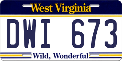 WV license plate DWI673