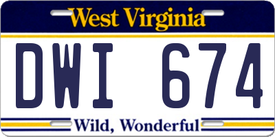 WV license plate DWI674