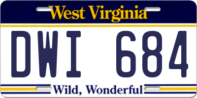 WV license plate DWI684