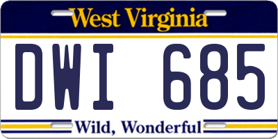 WV license plate DWI685