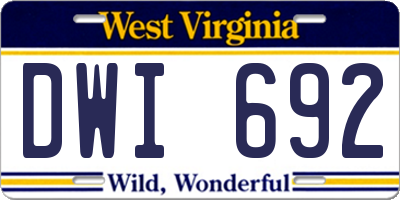 WV license plate DWI692