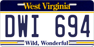 WV license plate DWI694