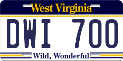 WV license plate DWI700