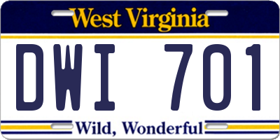 WV license plate DWI701