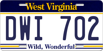 WV license plate DWI702