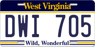 WV license plate DWI705