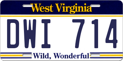 WV license plate DWI714