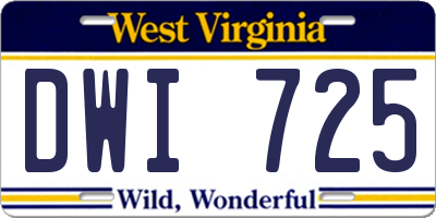 WV license plate DWI725