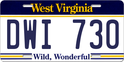 WV license plate DWI730