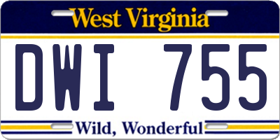 WV license plate DWI755