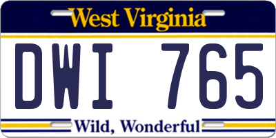 WV license plate DWI765