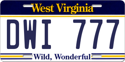 WV license plate DWI777