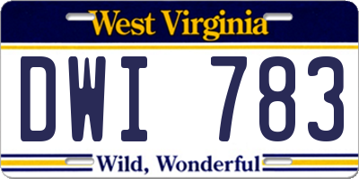WV license plate DWI783