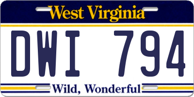 WV license plate DWI794