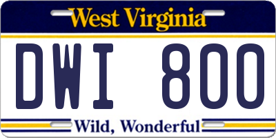 WV license plate DWI800
